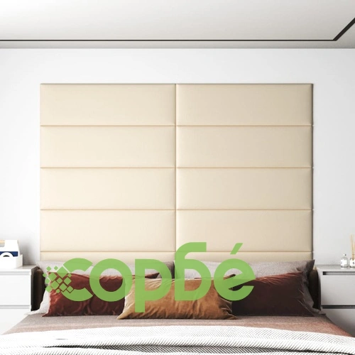 Стенни панели 12 бр кремави 90x30 см изкуствена кожа 3,24 кв.м. ➤ топ цена ➤ sorbe.bg