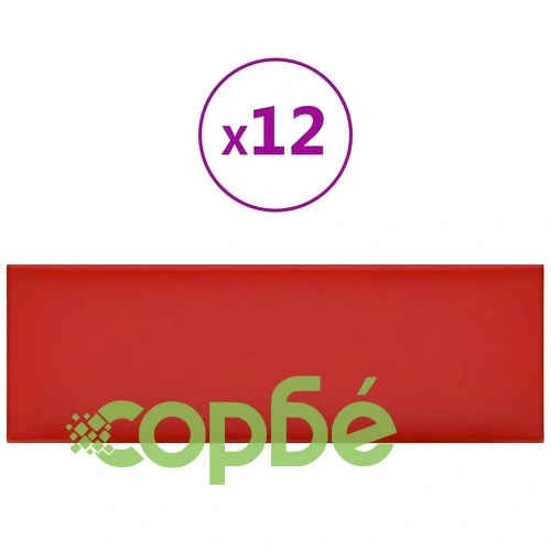 Стенни панели 12 бр червени 90x30 см изкуствена кожа 3,24 кв.м. ➤ топ цена ➤ sorbe.bg