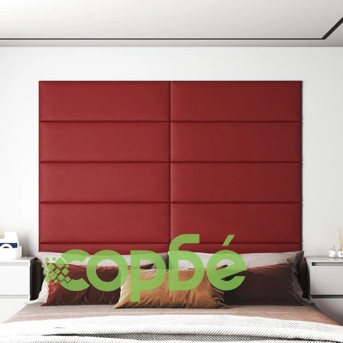 Стенни панели 12 бр виненочервени 90x30 см изк. кожа 3,24 кв.м. ➤ топ цена ➤ sorbe.bg