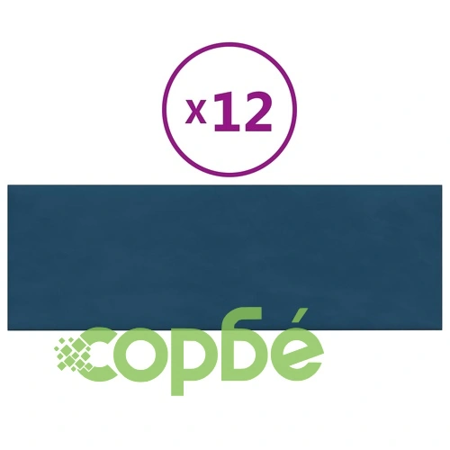 Стенни панели, 12 бр, сини, 90x30 см, кадифе, 3,24 м² ➤ топ цена ➤ sorbe.bg