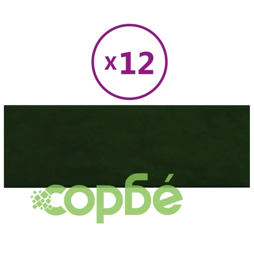 Стенни панели, 12 бр, тъмнозелени, 90x30 см, кадифе, 3,24 м² ➤ топ цена ➤ sorbe.bg