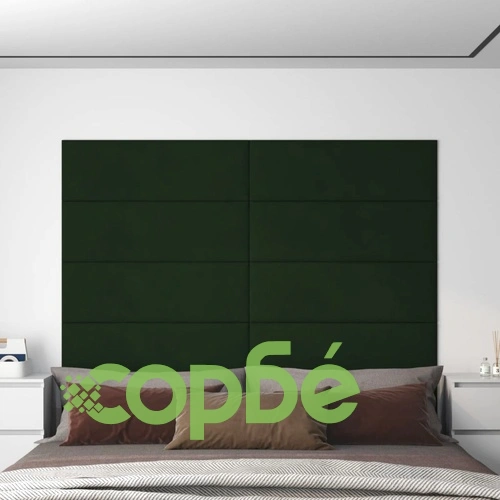 Стенни панели, 12 бр, тъмнозелени, 90x30 см, кадифе, 3,24 м² ➤ топ цена ➤ sorbe.bg