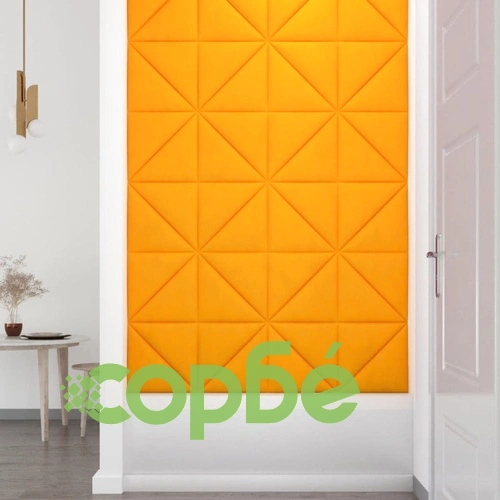 Стенни панели, 12 бр, жълти, 30x30 см, кадифе, 0,54 м² ➤ топ цена ➤ sorbe.bg