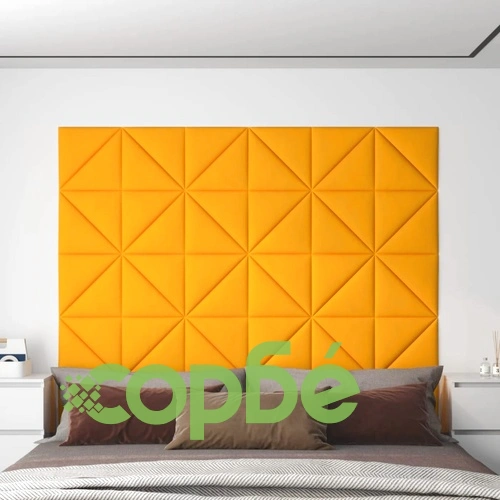 Стенни панели, 12 бр, жълти, 30x30 см, кадифе, 0,54 м² ➤ топ цена ➤ sorbe.bg