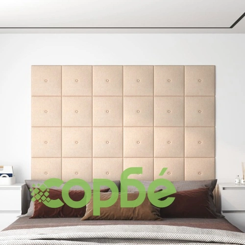 Стенни панели, 12 бр, кремави, 30x30 см, кадифе, 1,08 кв.м. ➤ топ цена ➤ sorbe.bg
