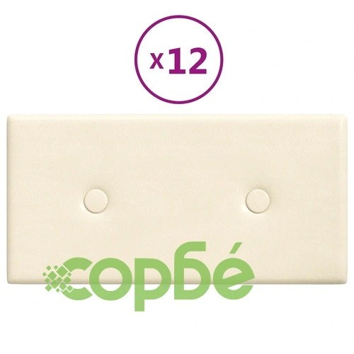 Стенни панели 12 бр кремави 30x15 см изкуствена кожа 0,54 м² ➤ топ цена ➤ sorbe.bg