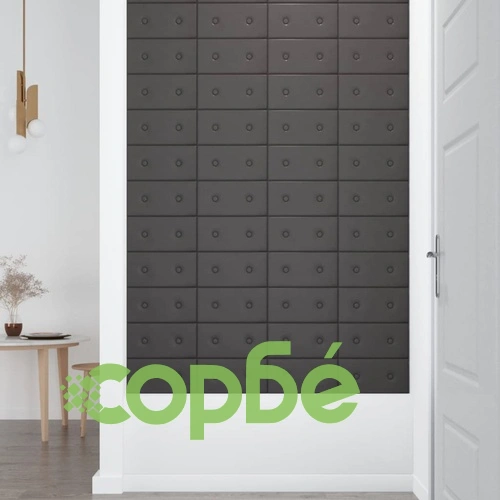 Стенни панели, 12 бр, сиви, 30x15 см, изкуствена кожа, 0,54 м² ➤ топ цена ➤ sorbe.bg