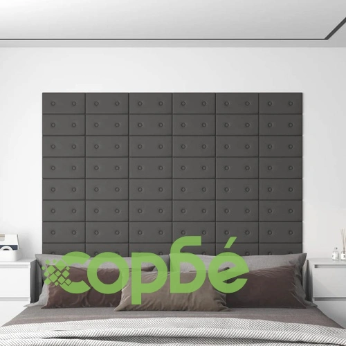 Стенни панели, 12 бр, сиви, 30x15 см, изкуствена кожа, 0,54 м² ➤ топ цена ➤ sorbe.bg