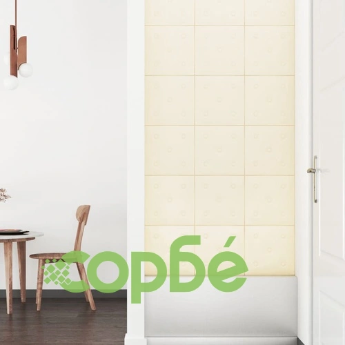 Стенни панели 12 бр кремави 30x30 см изкуствена кожа 1,08 м² ➤ топ цена ➤ sorbe.bg