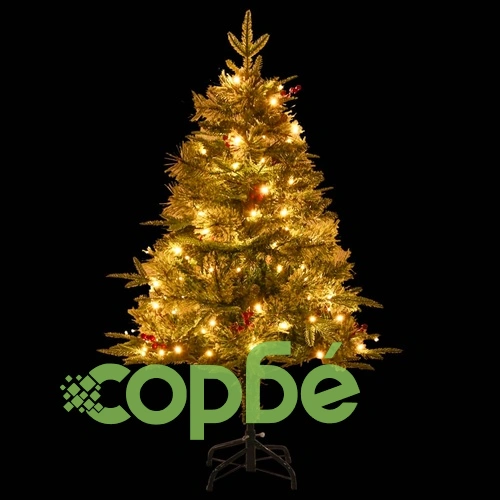 Готова осветена коледна елха с шишарки зелена 120 см PVC и PE ➤ топ цена ➤ sorbe.bg
