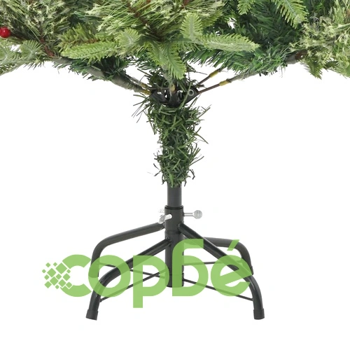 Готова осветена коледна елха с шишарки зелена 150 см PVC и PE ➤ топ цена ➤ sorbe.bg