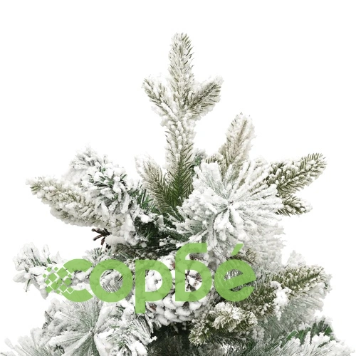 Осветена коледна елха с флокиран сняг и шишарки 150 см PVC и PE ➤ топ цена ➤ sorbe.bg