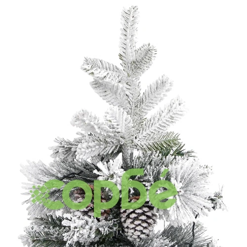 Осветена коледна елха с флокиран сняг и шишарки 195 см PVC и PE ➤ топ цена ➤ sorbe.bg