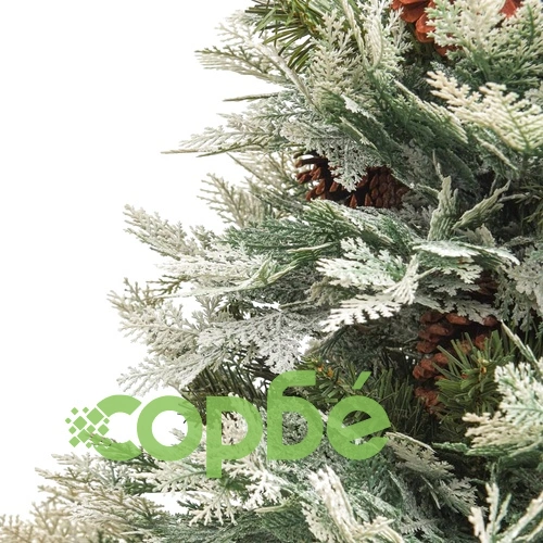 Готова осветена коледна елха с шишарки зелена 120 см PVC и PE ➤ топ цена ➤ sorbe.bg