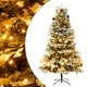Готова осветена коледна елха с шишарки зелена 195 см PVC и PE