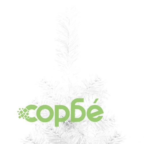 Тънка изкуствена половин коледна елха със стойка бяла 240 см ➤ топ цена ➤ sorbe.bg