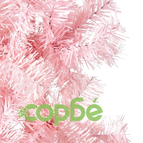 Тънка изкуствена половин коледна елха със стойка розова 210 см ➤ топ цена ➤ sorbe.bg