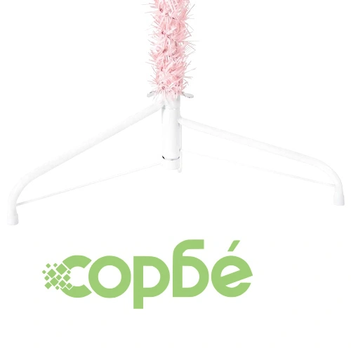 Тънка изкуствена половин коледна елха със стойка розова 210 см ➤ топ цена ➤ sorbe.bg