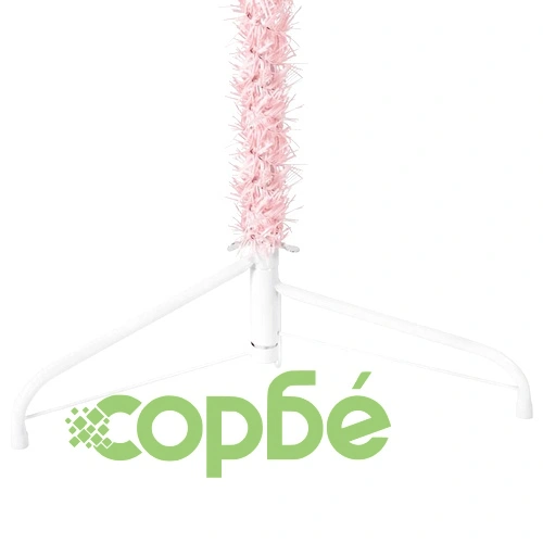 Тънка изкуствена половин коледна елха със стойка розова 240 см ➤ топ цена ➤ sorbe.bg