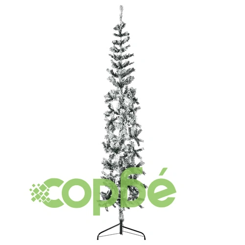 Тънка изкуствена половин коледна елха с флокиран сняг 240 см ➤ топ цена ➤ sorbe.bg