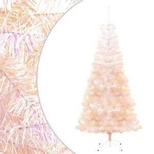 Изкуствена коледна елха с преливащи връхчета бяла 240 см PVC