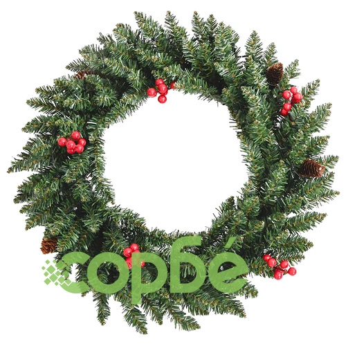 Изкуствени коледни елхи 2 бр с венец, гирлянд и LED ➤ топ цена ➤ sorbe.bg