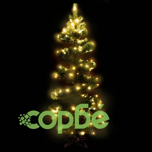 Усукана осветена коледна елха със стойка, зелена, 150 см, PVC ➤ топ цена ➤ sorbe.bg