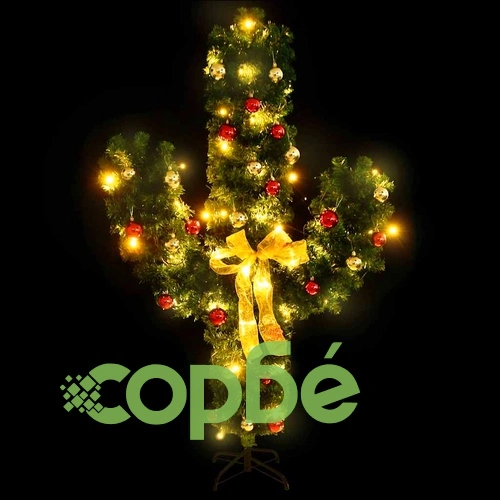 Коледен кактус със стойка и LED, зелен, 180 см, PVC ➤ топ цена ➤ sorbe.bg