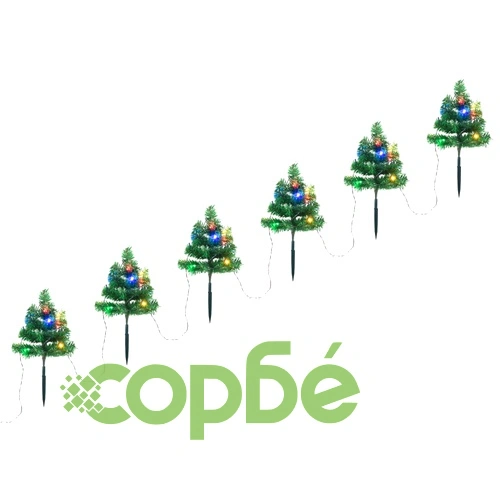 Коледни елхи за пътеки 6 бр с многоцветни LED 45 см PVC ➤ топ цена ➤ sorbe.bg