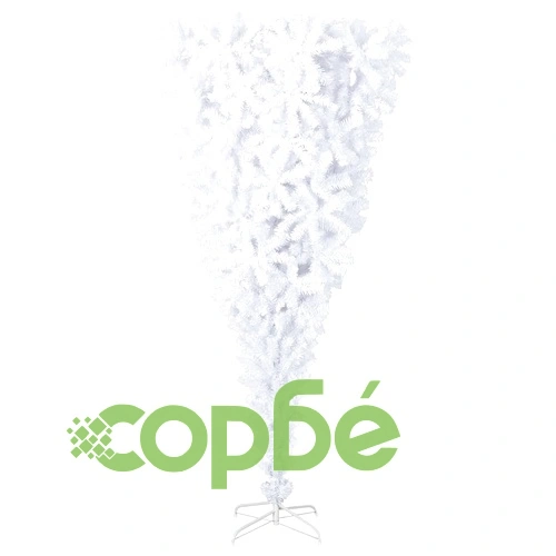 Обърната изкуствена коледна елха със стойка, бяла, 240 см ➤ топ цена ➤ sorbe.bg