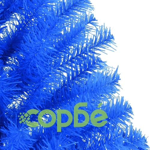 Изкуствена половин коледна елха със стойка, синя, 120 см, PVC ➤ топ цена ➤ sorbe.bg