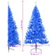 Изкуствена половин коледна елха със стойка, синя, 210 см, PVC