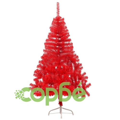Изкуствена половин коледна елха със стойка червена 180 см PVC ➤ топ цена ➤ sorbe.bg