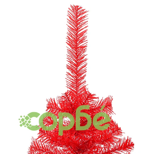 Изкуствена половин коледна елха със стойка червена 180 см PVC ➤ топ цена ➤ sorbe.bg