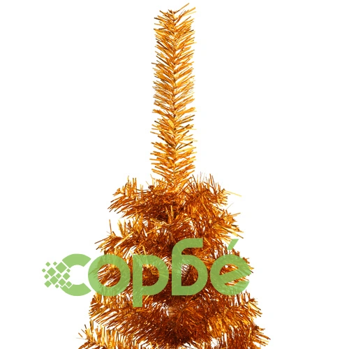 Изкуствена половин коледна елха със стойка, златна, 150 см, PET ➤ топ цена ➤ sorbe.bg