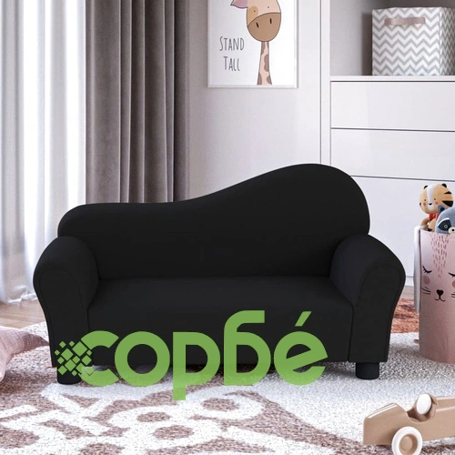 Детски диван, черен, плат ➤ топ цена ➤ sorbe.bg