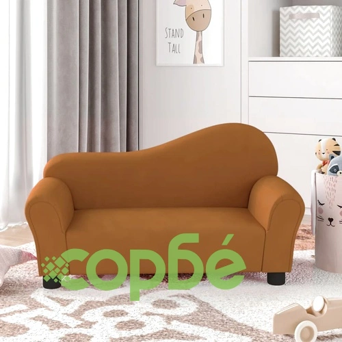 Детски диван, кафяв, кадифе ➤ топ цена ➤ sorbe.bg