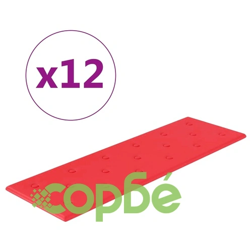 Стенни панели 12 бр червени 90x30 см изкуствена кожа 3,24 м² ➤ топ цена ➤ sorbe.bg