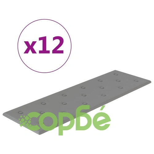 Стенни панели 12 бр сиви 90x30 см изкуствена кожа 3,24 м² ➤ топ цена ➤ sorbe.bg