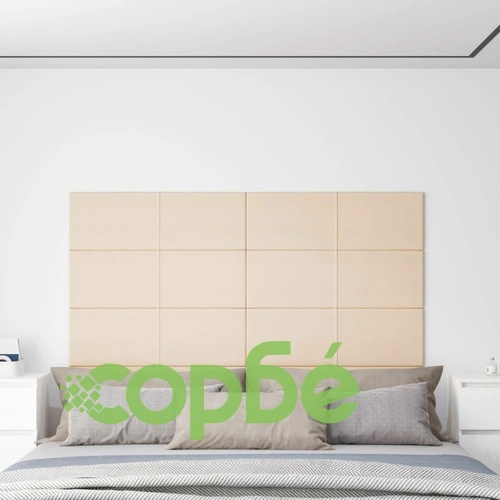 Стенни панели, 12 бр, кремави, 90x30 см, плат, 3,24 кв.м. ➤ топ цена ➤ sorbe.bg