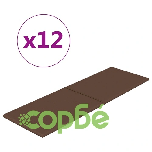 Стенни панели, 12 бр, кафяво, 90x30 см, плат, 3,24 м² ➤ топ цена ➤ sorbe.bg