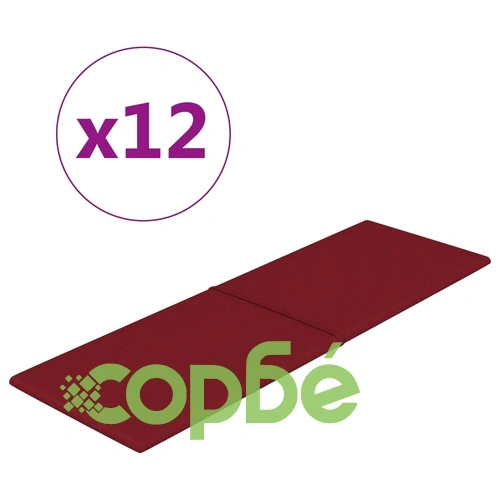 Стенни панели, 12 бр, виненочервени, 90x30 см, плат, 3,24 м² ➤ топ цена ➤ sorbe.bg