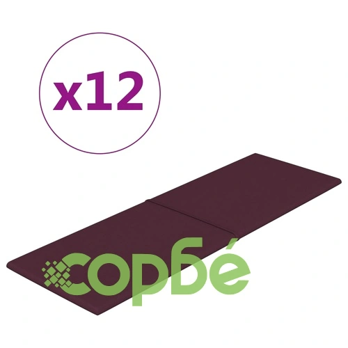 Стенни панели, 12 бр, пурпурен, 90x30 см, плат, 3,24 кв.м. ➤ топ цена ➤ sorbe.bg