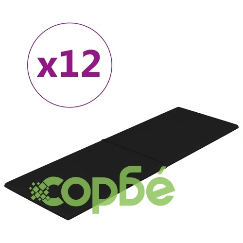 Стенни панели, 12 бр, черен, 90x30 см, плат, 3,24 кв.м. ➤ топ цена ➤ sorbe.bg