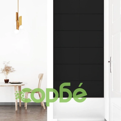 Стенни панели, 12 бр, черен, 90x30 см, плат, 3,24 кв.м. ➤ топ цена ➤ sorbe.bg