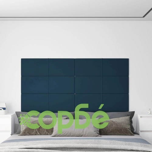 Стенни панели, 12 бр, сини, 90x30 см, кадифе, 3,24 м² ➤ топ цена ➤ sorbe.bg