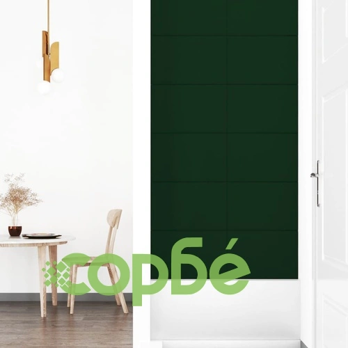Стенни панели, 12 бр, тъмнозелени, 90x30 см, кадифе, 3,24 м² ➤ топ цена ➤ sorbe.bg