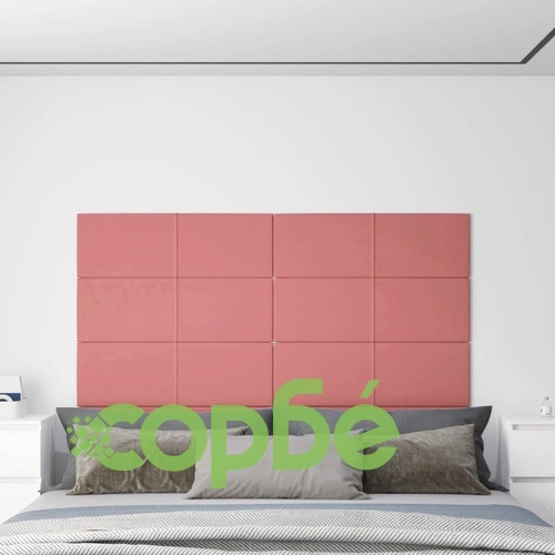 Стенни панели, 12 бр, розови, 90x30 см, кадифе, 3,24 кв.м. ➤ топ цена ➤ sorbe.bg