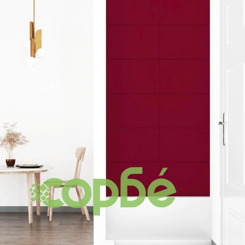 Стенни панели, 12 бр, виненочервени, 90x30 см, кадифе, 3,24 кв.м. ➤ топ цена ➤ sorbe.bg