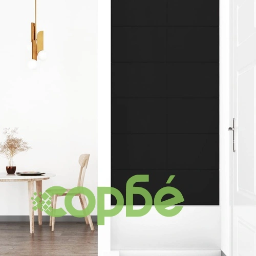 Стенни панели, 12 бр, черни, 90x30 см, кадифе, 3,24 кв.м. ➤ топ цена ➤ sorbe.bg
